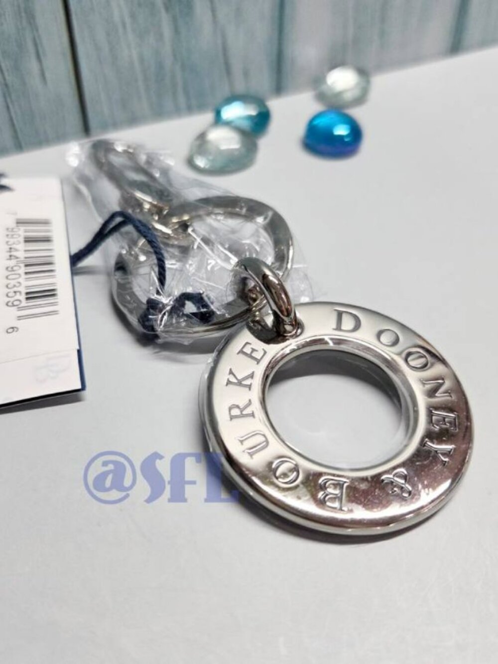Dooney & Bourke Silver Tone Signature Big Circle Keychain Key Fob Bag Charm